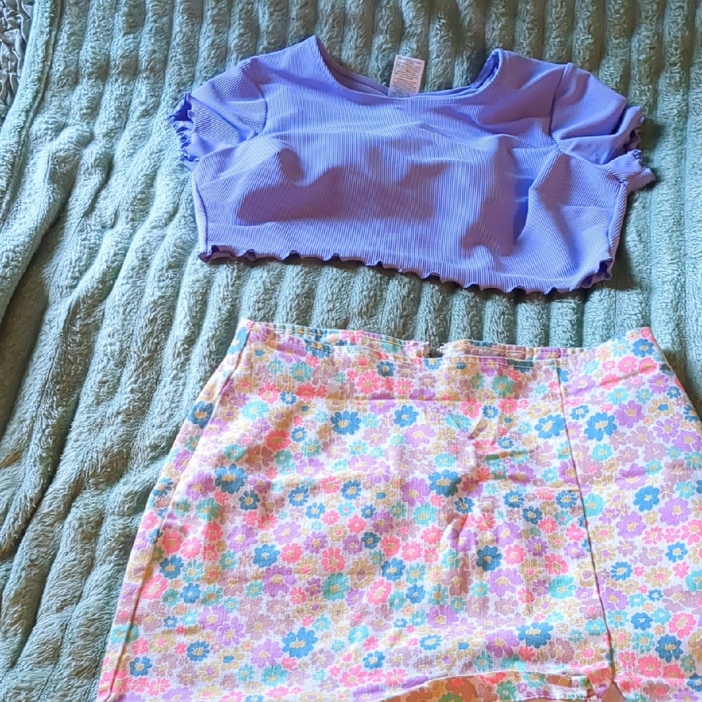 Set Wild Fable Purple Crop Top  And Mini